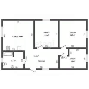 Дом 80м², 1-этажный, участок 4 сот.  