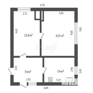 Дом 57м², 1-этажный, участок 15 сот.  