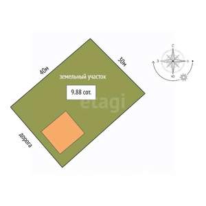 Дом 39м&sup2;, 1-этажный, участок 10 сот.  