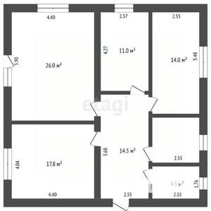 Дом 129м², 1-этажный, участок 6 сот.  