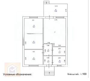 Дом 100м², 1-этажный, участок 6 сот.  