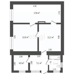 Дом 55м², 1-этажный, участок 1 сот.  