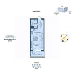 Студия квартира, вторичка, 31м2, 2/12 этаж