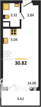 Студия квартира, вторичка, 31м2, 1/12 этаж