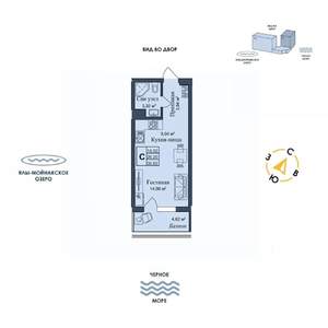 Студия квартира, вторичка, 31м2, 1/12 этаж