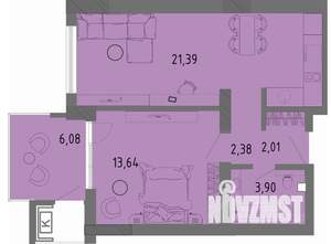 1-к квартира, вторичка, 45м2, 1/9 этаж