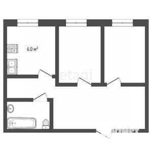2-к квартира, вторичка, 44м2, 1/5 этаж