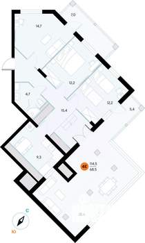3-к квартира, строящийся дом, 115м2, 7/7 этаж