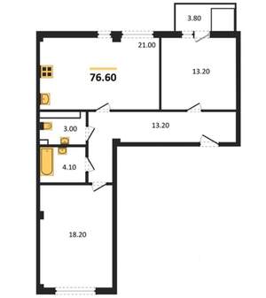 2-к квартира, вторичка, 77м2, 3/9 этаж