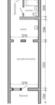 Студия квартира, вторичка, 34м2, 8/12 этаж