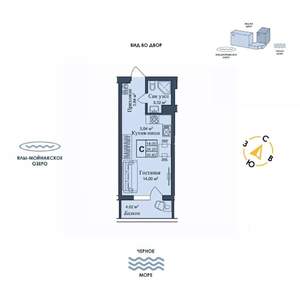 Студия квартира, вторичка, 31м2, 1/12 этаж