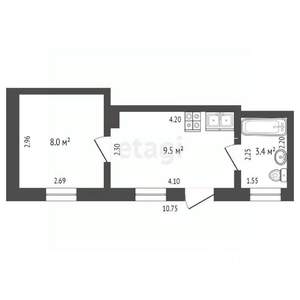 2-к квартира, вторичка, 21м2, 1/1 этаж