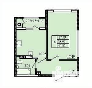 1-к квартира, строящийся дом, 40м2, 1/8 этаж