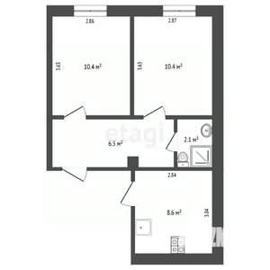 2-к квартира, вторичка, 93м2, 2/3 этаж