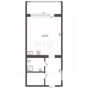 1-к квартира, вторичка, 61м2, 2/10 этаж