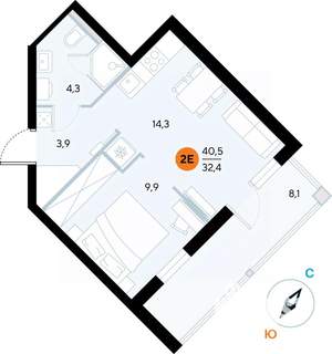 1-к квартира, строящийся дом, 40м2, 4/7 этаж