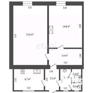 2-к квартира, вторичка, 57м2, 1/1 этаж