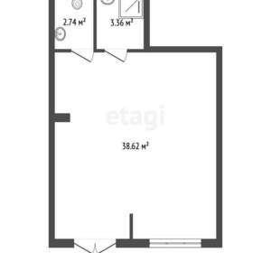 1-к квартира, вторичка, 45м2, 1/5 этаж