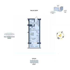 Студия квартира, вторичка, 30м2, 9/12 этаж
