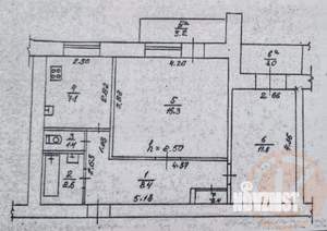 2-к квартира, вторичка, 54м2, 1/9 этаж