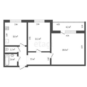 2-к квартира, вторичка, 48м2, 1/5 этаж