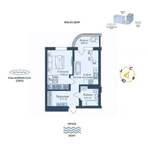1-к квартира, вторичка, 47м2, 4/12 этаж