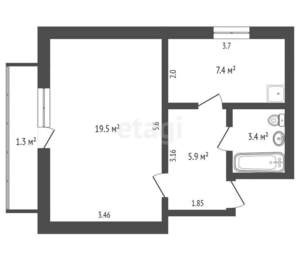 1-к квартира, вторичка, 36м2, 5/5 этаж