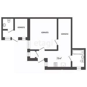 3-к квартира, вторичка, 34м2, 1/18 этаж