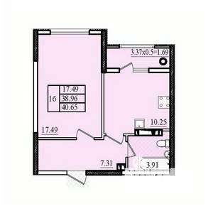 1-к квартира, вторичка, 41м2, 7/8 этаж