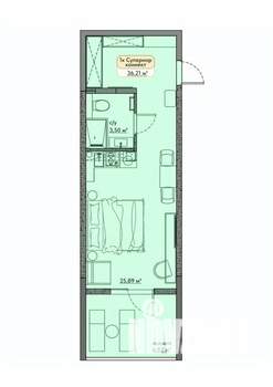 Студия квартира, вторичка, 36м2, 2/9 этаж