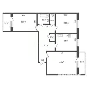 3-к квартира, вторичка, 60м2, 3/5 этаж