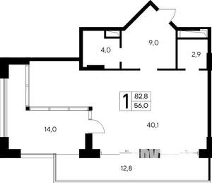 1-к квартира, строящийся дом, 83м2, 11/12 этаж