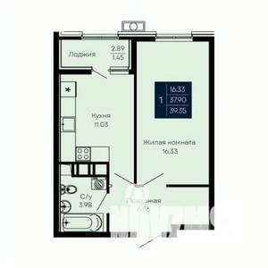 1-к квартира, вторичка, 39м2, 4/14 этаж