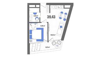 1-к квартира, строящийся дом, 39м2, 4/22 этаж