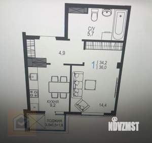 1-к квартира, вторичка, 35м2, 8/8 этаж
