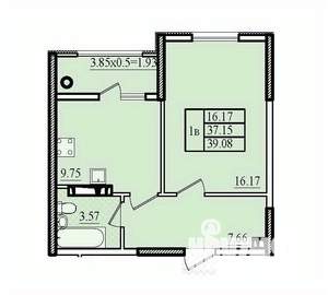 1-к квартира, вторичка, 39м2, 6/8 этаж