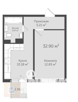 1-к квартира, вторичка, 33м2, 3/5 этаж