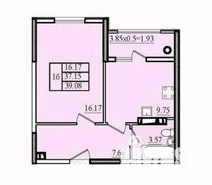 1-к квартира, вторичка, 39м2, 3/8 этаж
