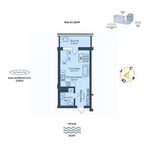 Студия квартира, вторичка, 31м2, 4/12 этаж
