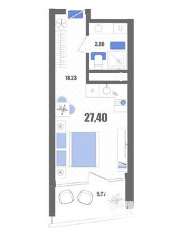 Студия квартира, строящийся дом, 27м2, 18/22 этаж
