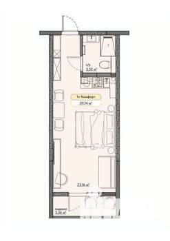 Студия квартира, вторичка, 30м2, 2/9 этаж