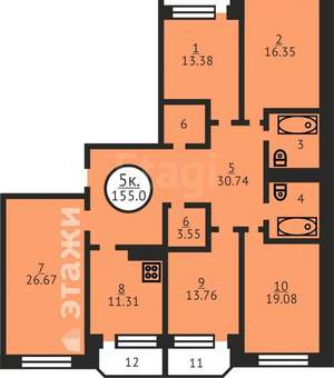4-к квартира, вторичка, 270м2, 1/1 этаж