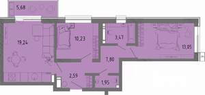 2-к квартира, вторичка, 60м2, 8/16 этаж