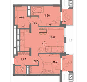 2-к квартира, вторичка, 67м2, 7/16 этаж