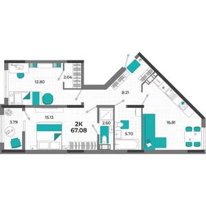 1-к квартира, вторичка, 40м2, 4/13 этаж