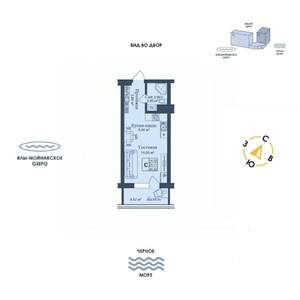 Студия квартира, вторичка, 30м2, 7/12 этаж