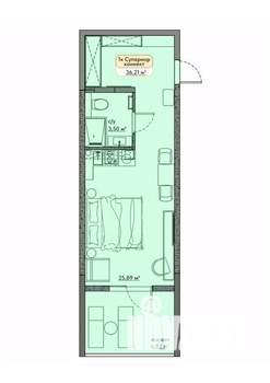 Студия квартира, вторичка, 29м2, 2/9 этаж