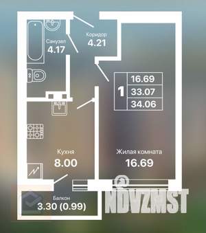 1-к квартира, вторичка, 34м2, 5/9 этаж