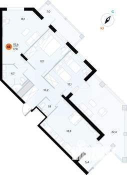 3-к квартира, строящийся дом, 112м2, 2/7 этаж