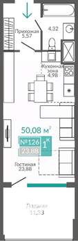 1-к квартира, строящийся дом, 50м2, 9/9 этаж